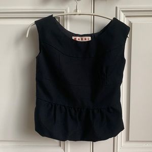 Marni black linen sleeveless top